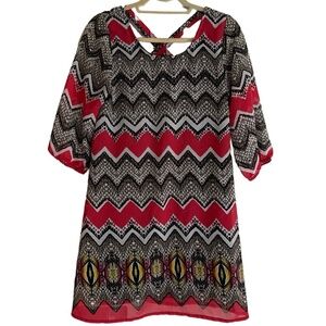 Indulge‎ Women's Medium Dress Cross Back Abstract Print